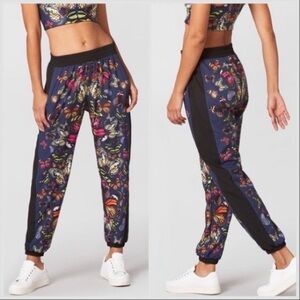 Terez Blue Pink Red kaleidoscope butterfly jogger RipStop Track Pants Sz L